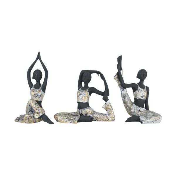 Set_Of_3_Decorative_Yoga_Figurines_Black_&_Silver