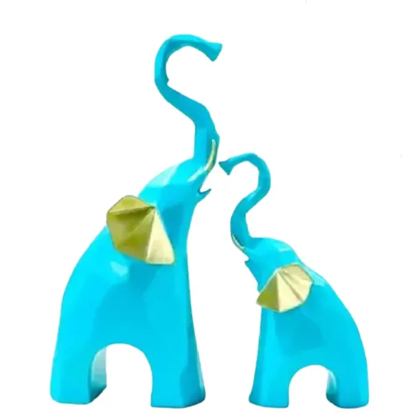 Set_Of_2_Turquoise_Blue_Elephant_Decorative_Figurines_With_Golden_Ears