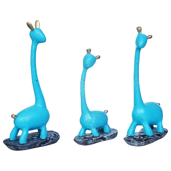 Set_Of_3_Blue_Giraffe_Decorative_Figurines_With_Marble_Base