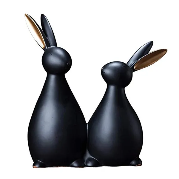 Modern_Minimalist_Black_Rabbit_Figurine_Pair_With_Gold_Accents