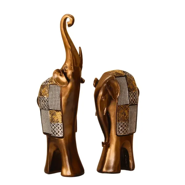 Decorative_Golden_Elephant_Figurine_Set_With_Mosaic_Pattern