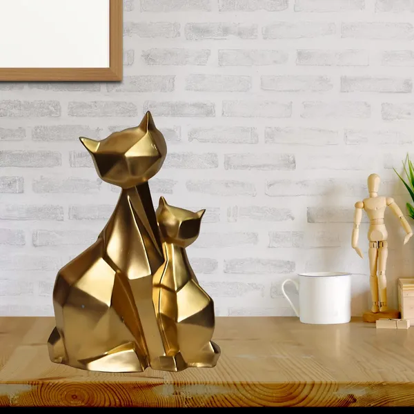 Golden_Geometric_Cat_Family_Showpiece_Modern_Faceted_Design_Home_Decor