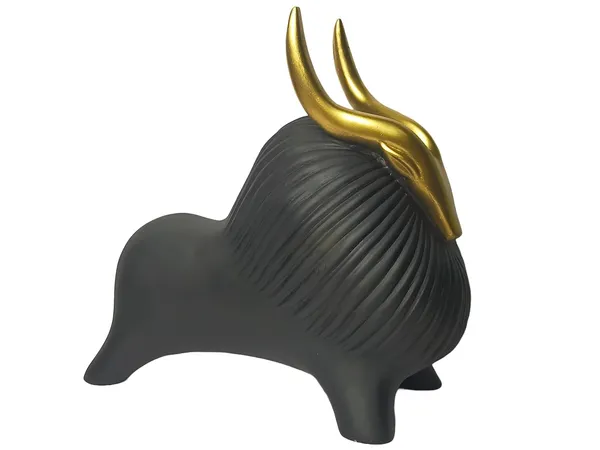Decorative_Bull_Figurine_With_Golden_Horns_Black_Matte_Finish