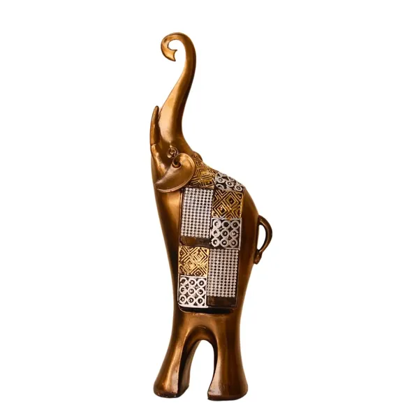 Decorative_Golden_Elephant_Figurine_Set_With_Mosaic_Pattern