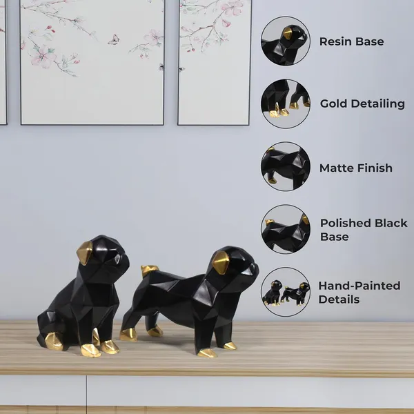 Decorative_Geometric_Pug_Dog_Figurines_Set_Black_&_Gold_Set_Of_2