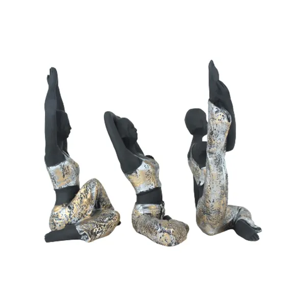Set_Of_3_Decorative_Yoga_Figurines_Black_&_Silver