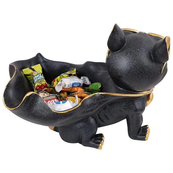 French_Bulldog_Resin_Storage_Bowl_Black_With_Gold_Accents