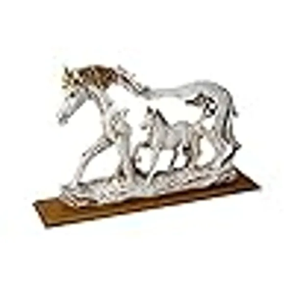 Decorative_Horse_And_Foal_Crystal_Sculpture_With_Wooden_Base