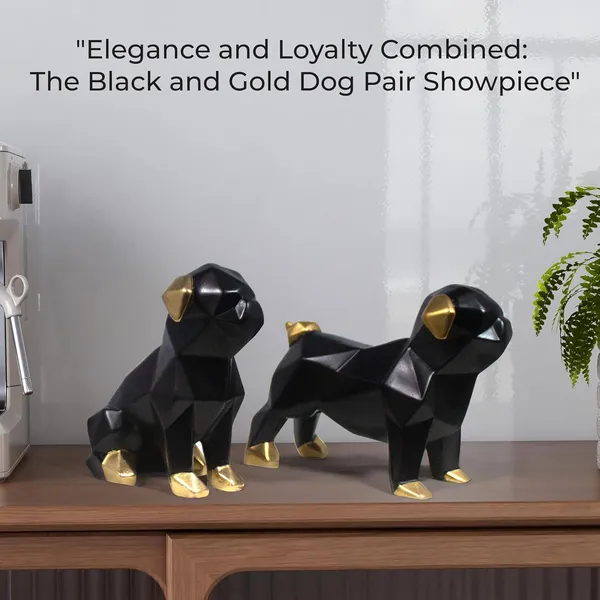 Decorative_Geometric_Pug_Dog_Figurines_Set_Black_&_Gold_Set_Of_2