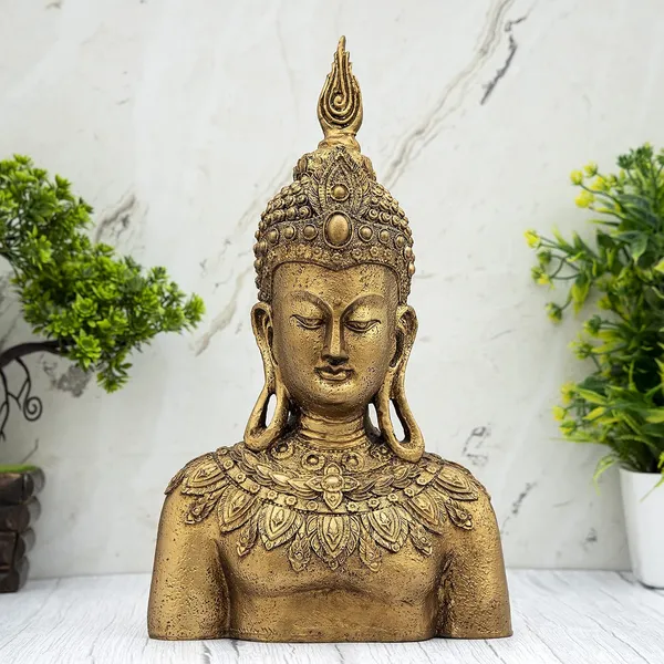 Handcrafted_Golden_Buddha_Head_Bust_Statue_Decorative_Showpiece