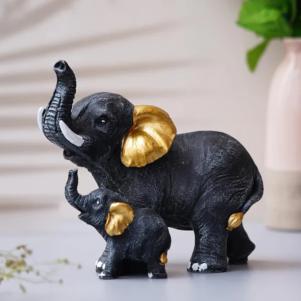 Black_And_Gold_Elephant_Family_Decorative_Figurine_Set
