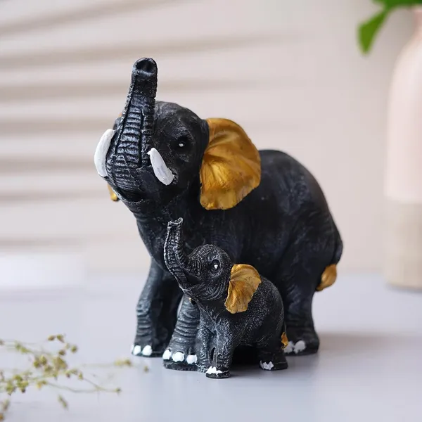 Black_And_Gold_Elephant_Family_Decorative_Figurine_Set