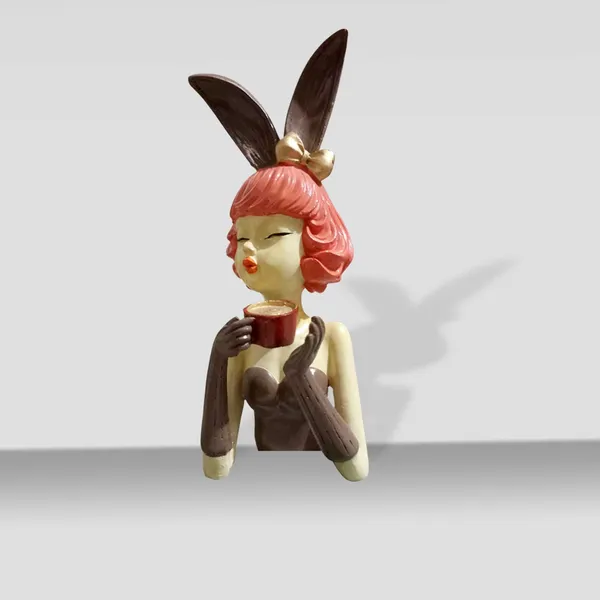 Decorative_Bunny_Girl_Resin_Figurine_With_Pink_Hair_And_Chocolate_Accents