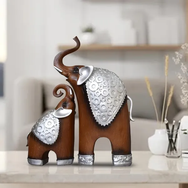 Decorative_Elephant_Figurine_Set_Brown_And_Silver_Set_Of_2