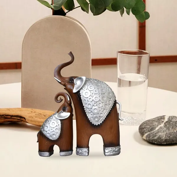 Decorative_Elephant_Figurine_Set_Brown_And_Silver_Set_Of_2