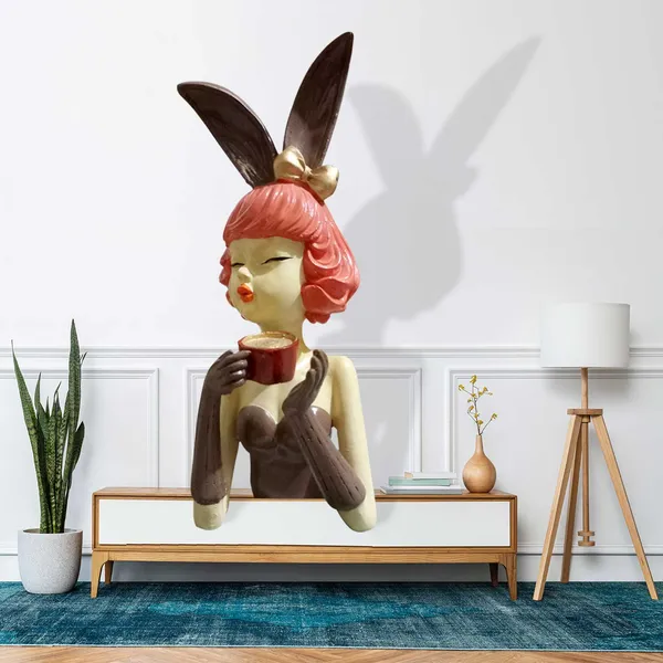 Decorative_Bunny_Girl_Resin_Figurine_With_Pink_Hair_And_Chocolate_Accents