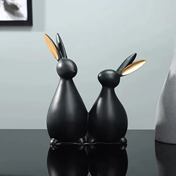 Modern_Minimalist_Black_Rabbit_Figurine_Pair_With_Gold_Accents