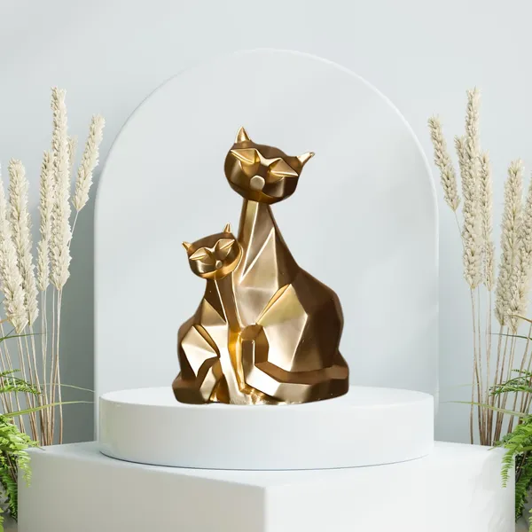 Golden_Geometric_Cat_Family_Showpiece_Modern_Faceted_Design_Home_Decor