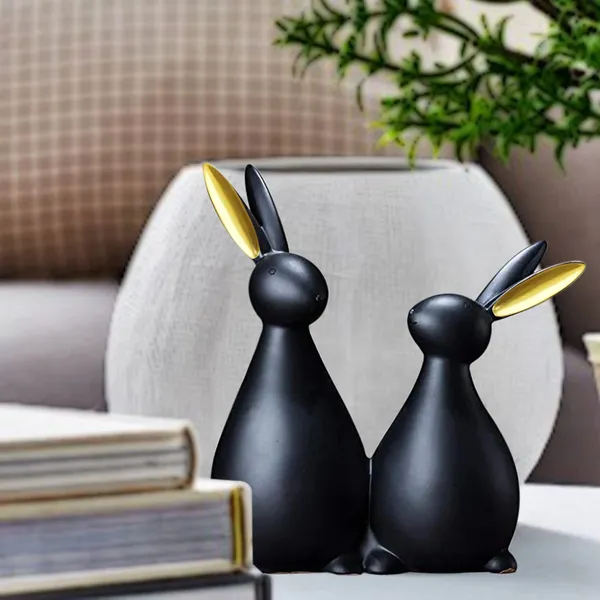 Modern_Minimalist_Black_Rabbit_Figurine_Pair_With_Gold_Accents