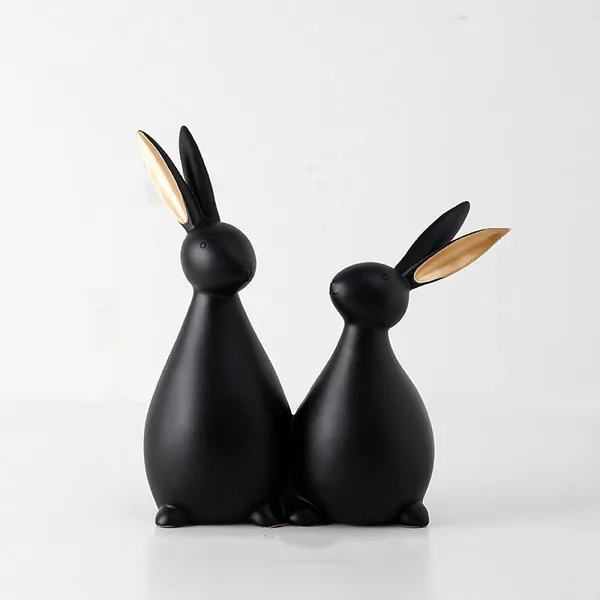 Modern_Minimalist_Black_Rabbit_Figurine_Pair_With_Gold_Accents