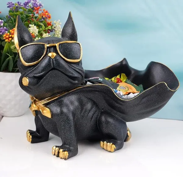 French_Bulldog_Resin_Storage_Bowl_Black_With_Gold_Accents