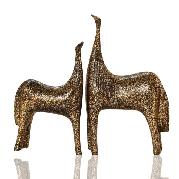 Decorative_Golden_Animal_Figurines_Set_Of_2_Metallic_Horse_Statues