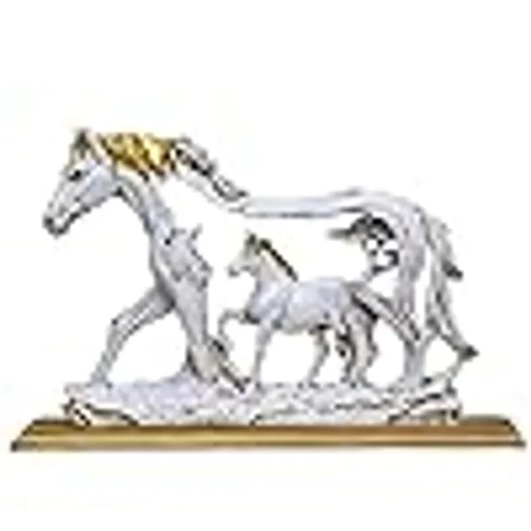 Decorative_Horse_And_Foal_Crystal_Sculpture_With_Wooden_Base