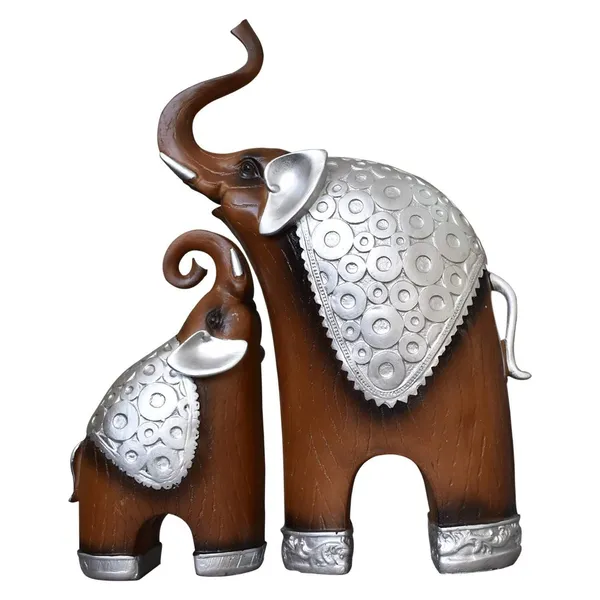 Decorative_Elephant_Figurine_Set_Brown_And_Silver_Set_Of_2