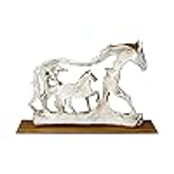 Decorative_Horse_And_Foal_Crystal_Sculpture_With_Wooden_Base