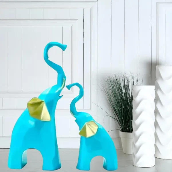 Set_Of_2_Turquoise_Blue_Elephant_Decorative_Figurines_With_Golden_Ears