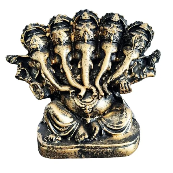 Panchamukhi_Ganesha_Decorative_Idol_Antique_Gold_&_Black_Finish_14Cm