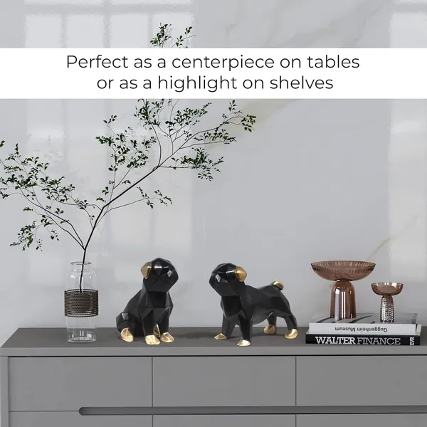 Decorative_Geometric_Pug_Dog_Figurines_Set_Black_&_Gold_Set_Of_2