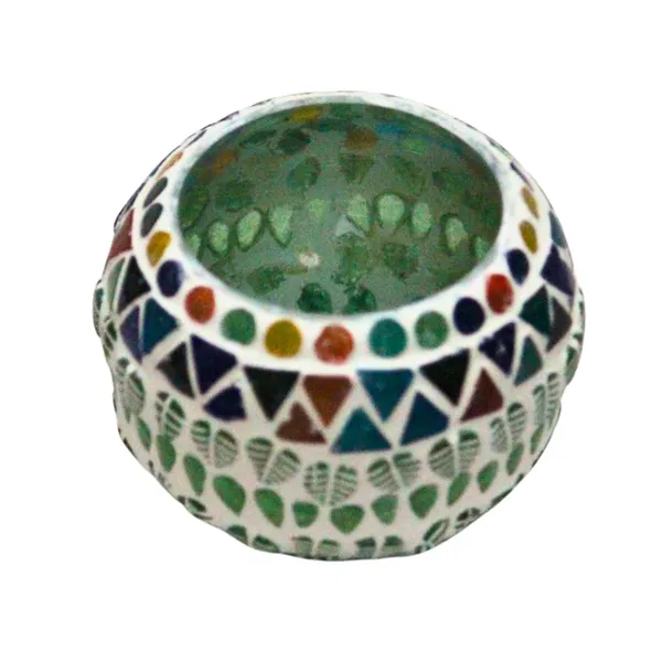 Handcrafted_Mosaic_Glass_Candle_Holder_Green_&_Multicolor