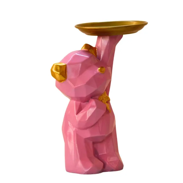 Pink_Bear_Decorative_Candle_Holder_With_Gold_Plate