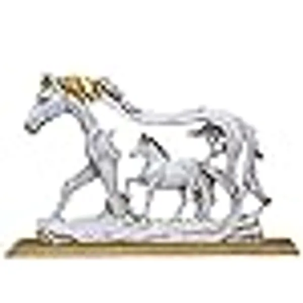 Decorative_Horse_And_Foal_Crystal_Sculpture_With_Wooden_Base