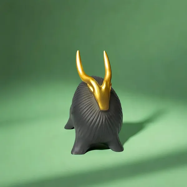 Decorative_Bull_Figurine_With_Golden_Horns_Black_Matte_Finish