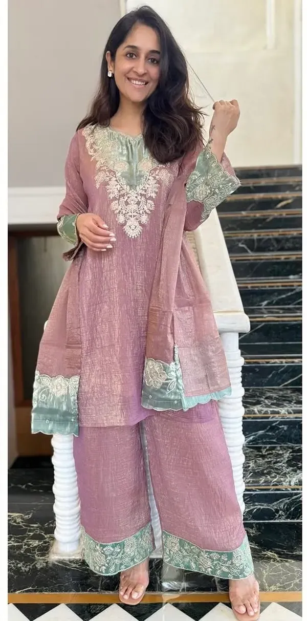 Pastel_Mauve_Crunchy_Silk_Embroidered_Kurta_With_Palazzo_Dupatta_For_Women