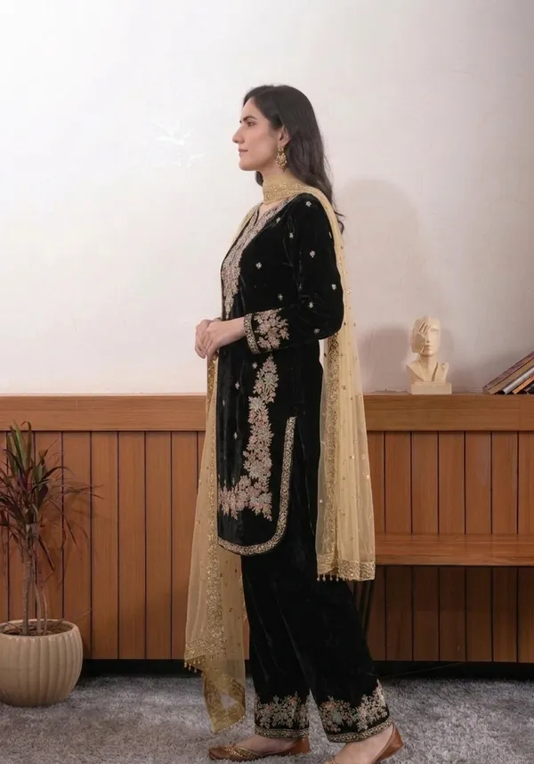 Black_Fendi_Silk_Embroidery_Designer_Kurta_With_Pant_Dupatta_For_Women