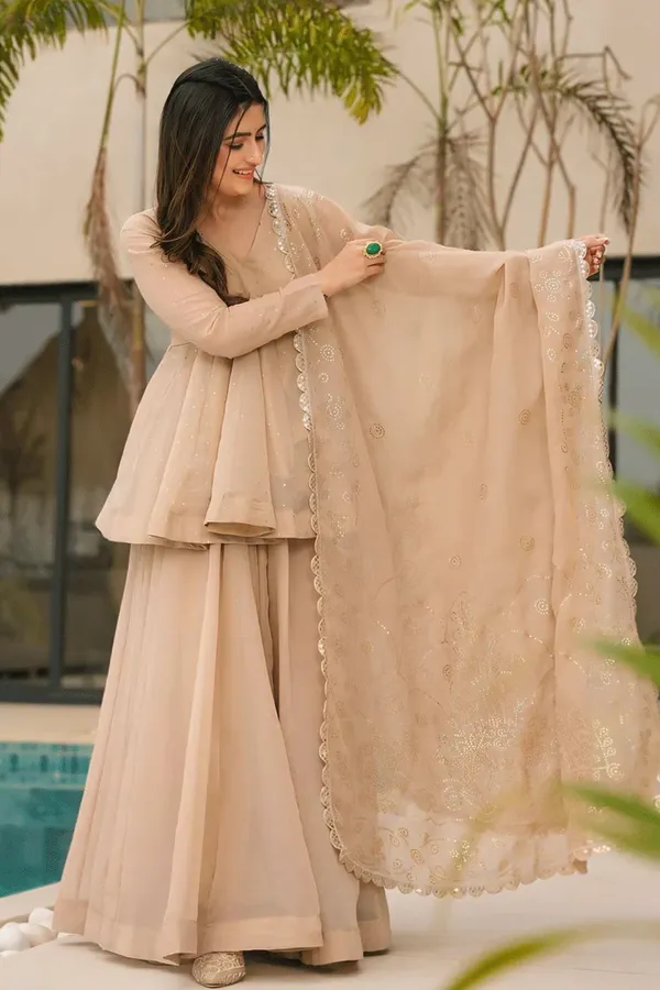 Cream_Tabby_Organza_Mukaish_Work_Kurta_With_Sharara_Dupatta_For_Women