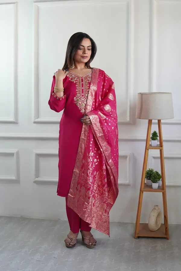 Rani_Pink_Elegant_Embroidered_Roman_Silk_Kurta_With_Pant_Dupatta_For_Women