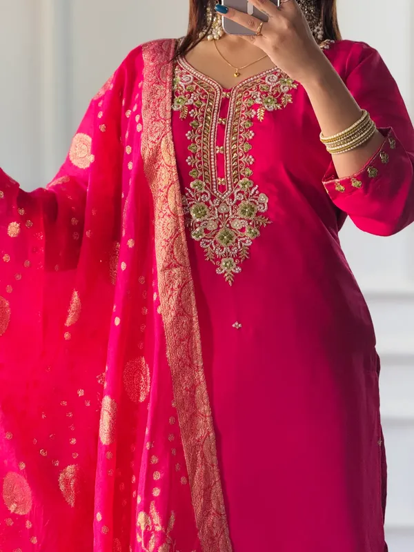 Rani_Pink_Elegant_Embroidered_Roman_Silk_Kurta_With_Pant_Dupatta_For_Women