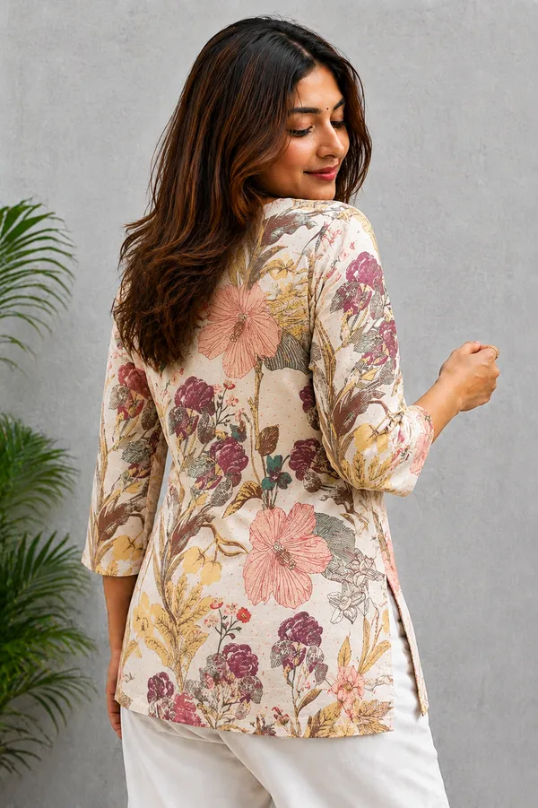 Vestimoni_Women's_Ivory_Blossom_Print_Cotton_Short_Kurti