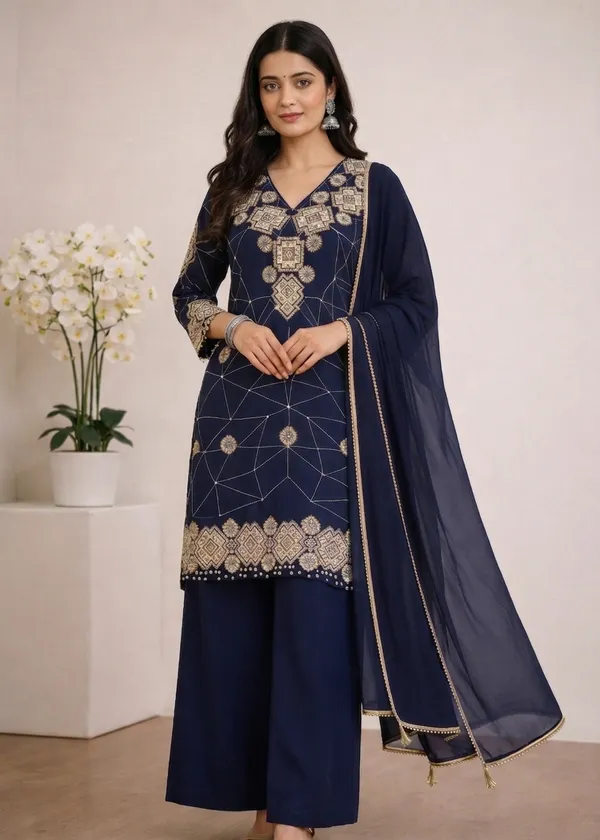 Blue_Georgette_Embroidery_Kurta_Palazzo_Set_With_Dupatta_For_Women