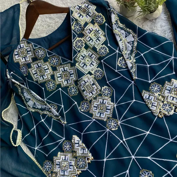 Teal_Blue_Georgette_Embroidery_Kurta_Palazzo_Set_With_Dupatta_For_Women