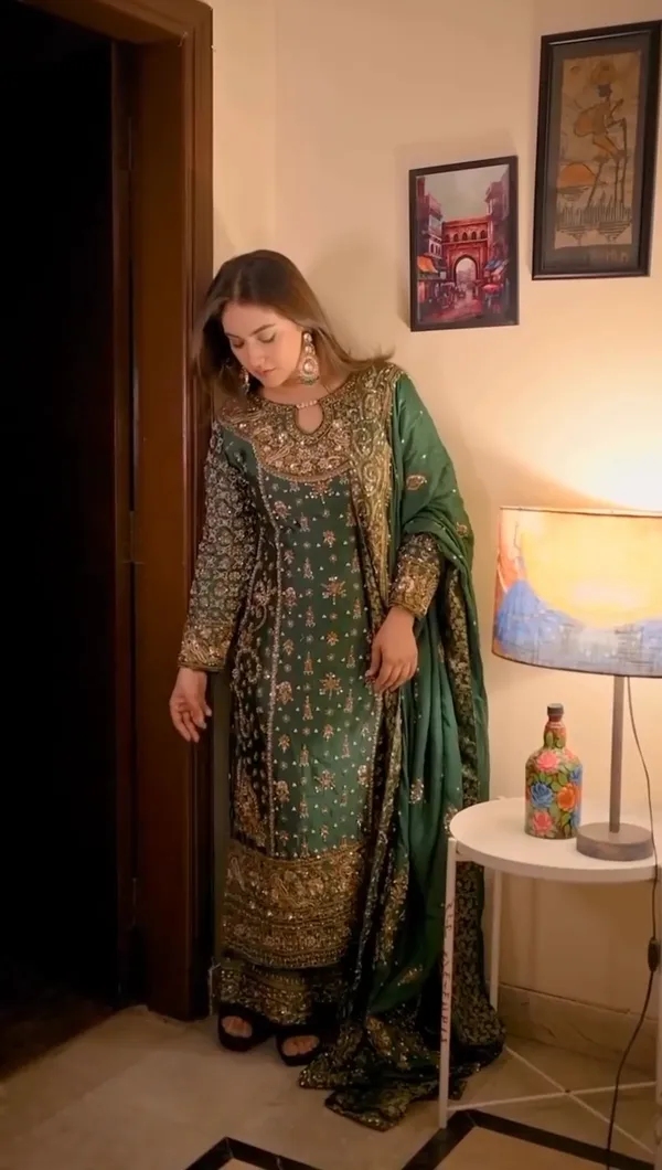 Dark_Green_Heavy_Embroidered_Party_Wear_Kurta_With_Palazzo_Dupatta_For_Women