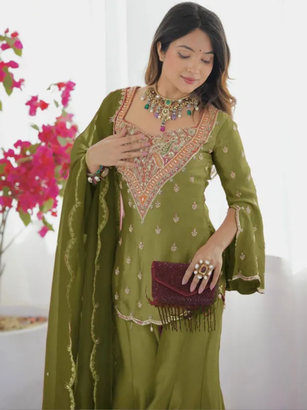 Olive_Green_Designer_Simar_Silk_Embroidered_Sharara_Set_With_Dupatta_For_Women