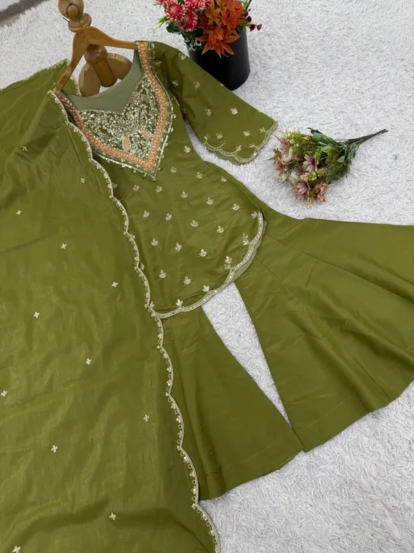 Olive_Green_Designer_Simar_Silk_Embroidered_Sharara_Set_With_Dupatta_For_Women
