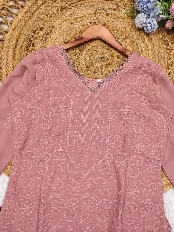Pastel_Pink_Georgette_Chikankari_Embroidery_Kurta_With_Pant_Dupatta_For_Women