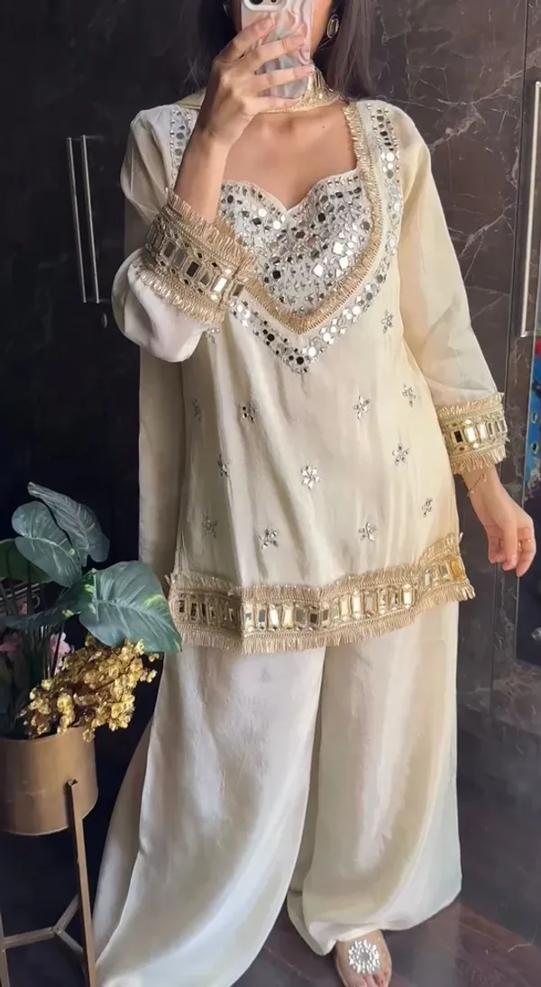 Off_White_Elegant_Fendi_Silk_Real_Mirror_Work_Designer_Sharara_Set_For_Women