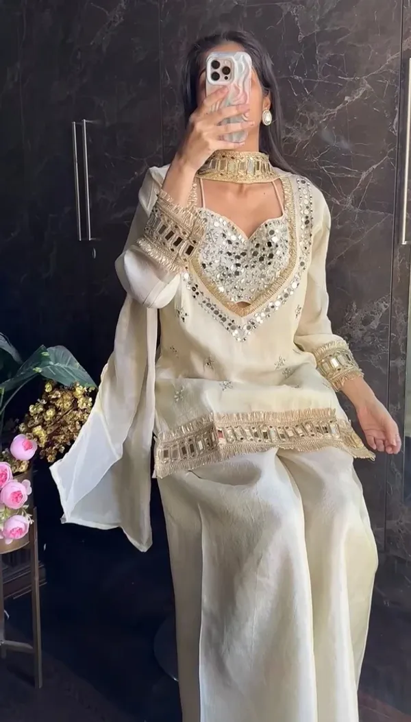 Off_White_Elegant_Fendi_Silk_Real_Mirror_Work_Designer_Sharara_Set_For_Women